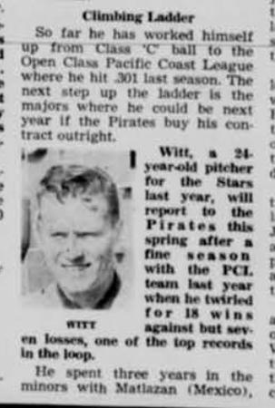 A newspaper clipping with a photo of George "Red" Witt A newspaper clipping with a photo of George "Red" Witt