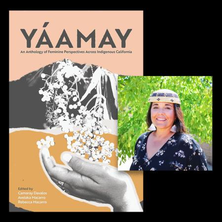 New book of poetry features a piece by Theresa Gregor Book cover of "YÁAMAY" inset with photograph of Theresa Gregor