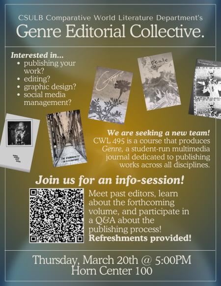 flyer for info session on genre for fall 2025