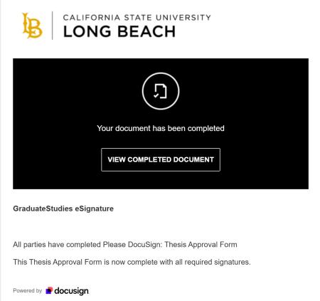 Screenshot of Completed Docusign email