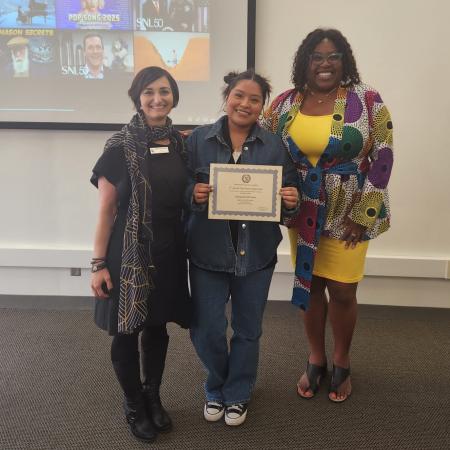 Martinez (middle) conducted her research project with Dr. Devery Rodgers, an assistant professor in the College of Education (right).