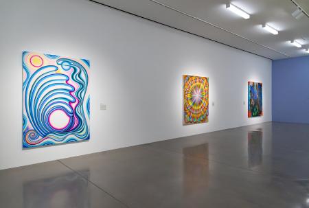Installation view of the exhibition Inner Vision: Abstraction and Cognition with artwork by Angeline Rivas, Robin Mitchell, and Vian Sora