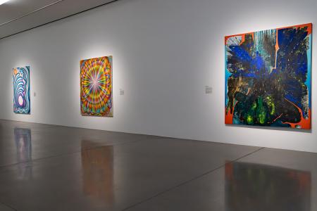 Installation view of the exhibition Inner Vision: Abstraction and Cognition with artwork by Angeline Rivas, Robin Mitchell, and Vian Sora