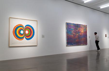 Installation view of the exhibition Inner Vision: Abstraction and Cognition with artwork by Dennis Koch, Rema Ghuloum, and Bridget Mullen