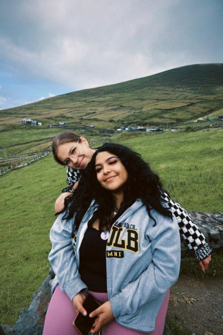 College of Ed graduates Sam Sage, left, and Yanira Mejia pose together on a study-abroad trip to Ireland.