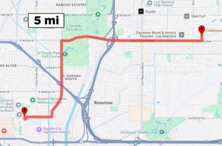 Overhead map of shuttle route to campus