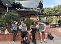 Students on bench for German-American International Workshop (GAIW) 