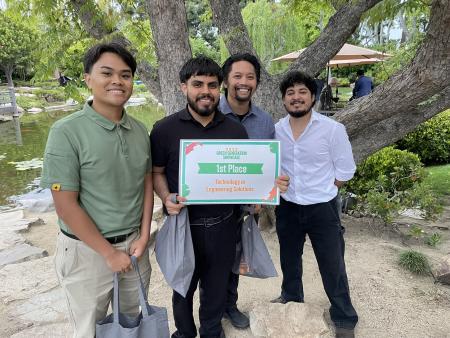 Engineering students with their award