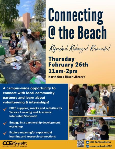 Connecting at the Beach: A campus-wide community engagement opportunity to connect with local community partners and learn about volunteering & internships!
