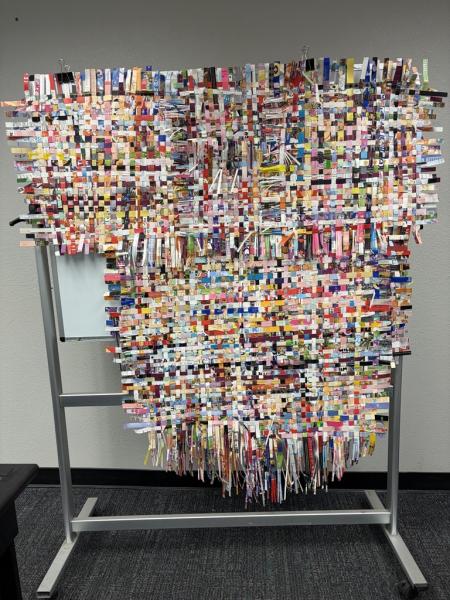 strips of paper on a poster board
