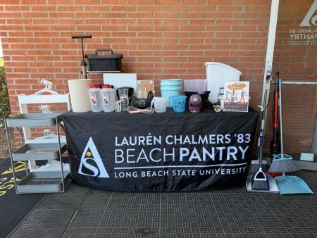 Table with items donated to the Beach Pantry