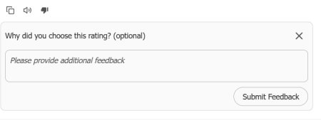 Screenshot of the Student AI Assistant Feedback prompt