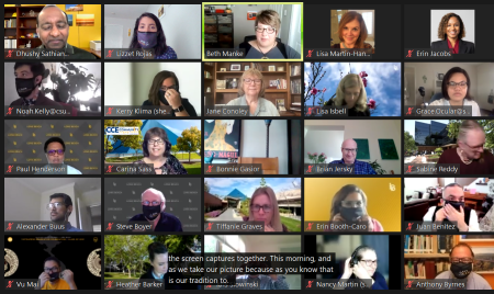 a zoom screenshot of a group of people