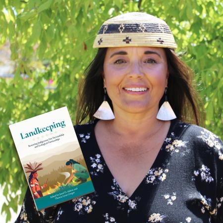 Theresa Gregor with her book, "Landkeeping"