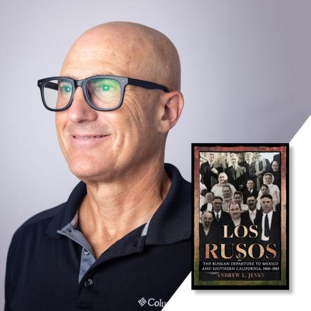Andrew Jenks with his book, "Los Rusos"