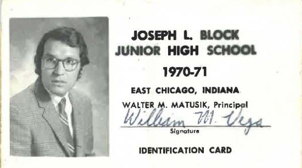 Bill Vega's ID card as East Chicago teacher