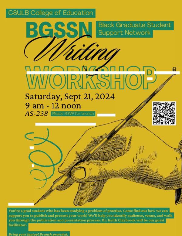 Details of the Black Graduate Support Network Writing Workshop. Details are on the web page.