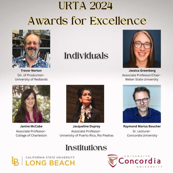 An image showing all the winners of the URTA Awards for Excellence