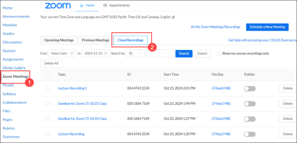access cloud recording in canvas