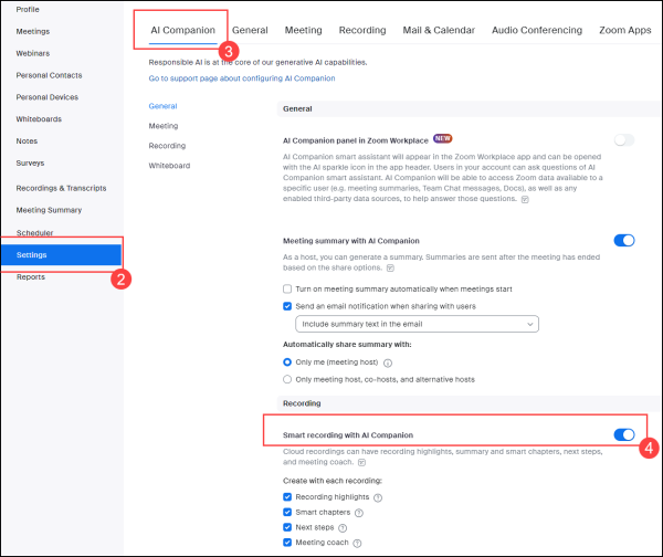 enable smart recording with AI Companion