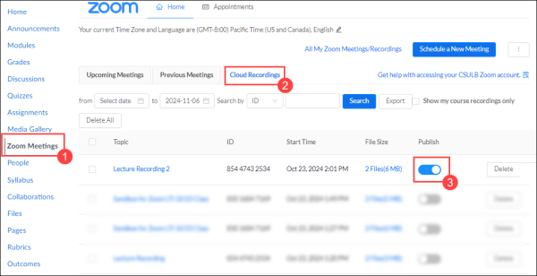 publish cloud recording