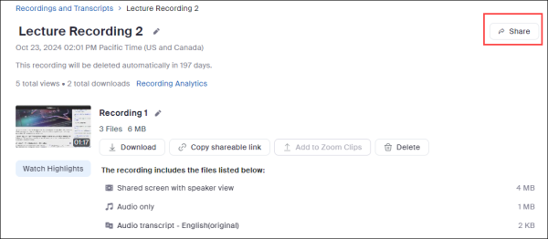 share cloud recording