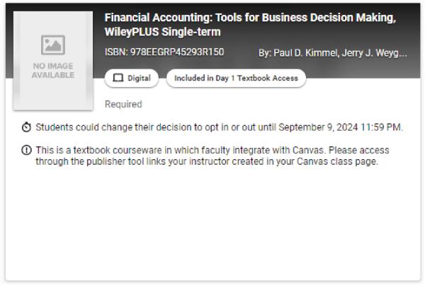 Example of financial accounting textbook within the Canvas Integrated Textbooks system. 