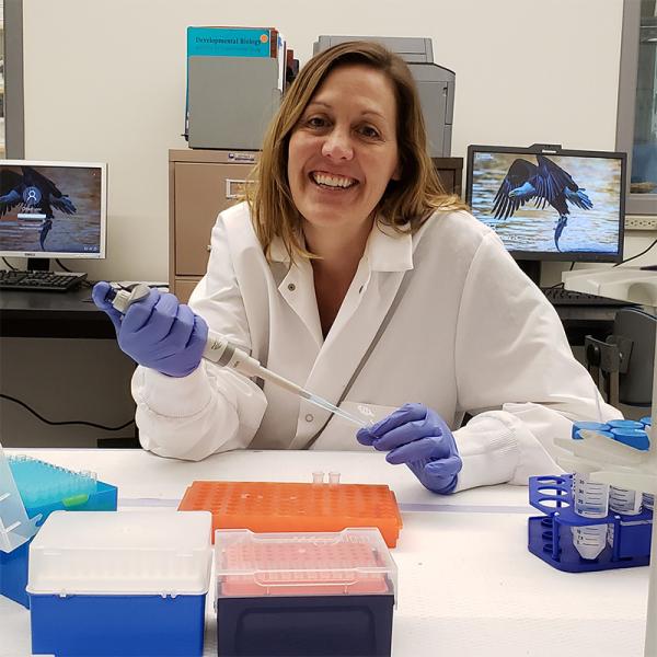 Erika Holland in her lab