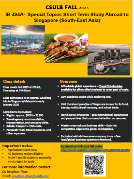 Short Term Study Abroad to FALL Singapore Maylasia