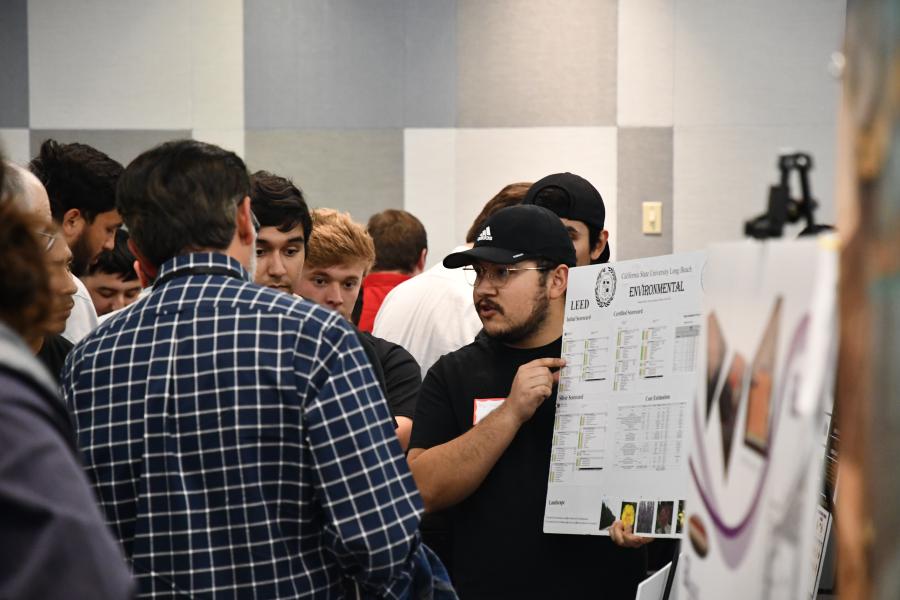 student presents during expo