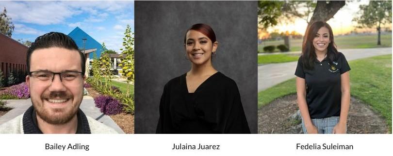 A collage of three students