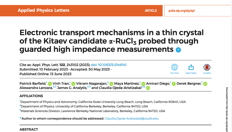 screenshot of Applied Physics Letters article