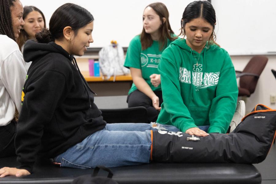 Students practice an activity