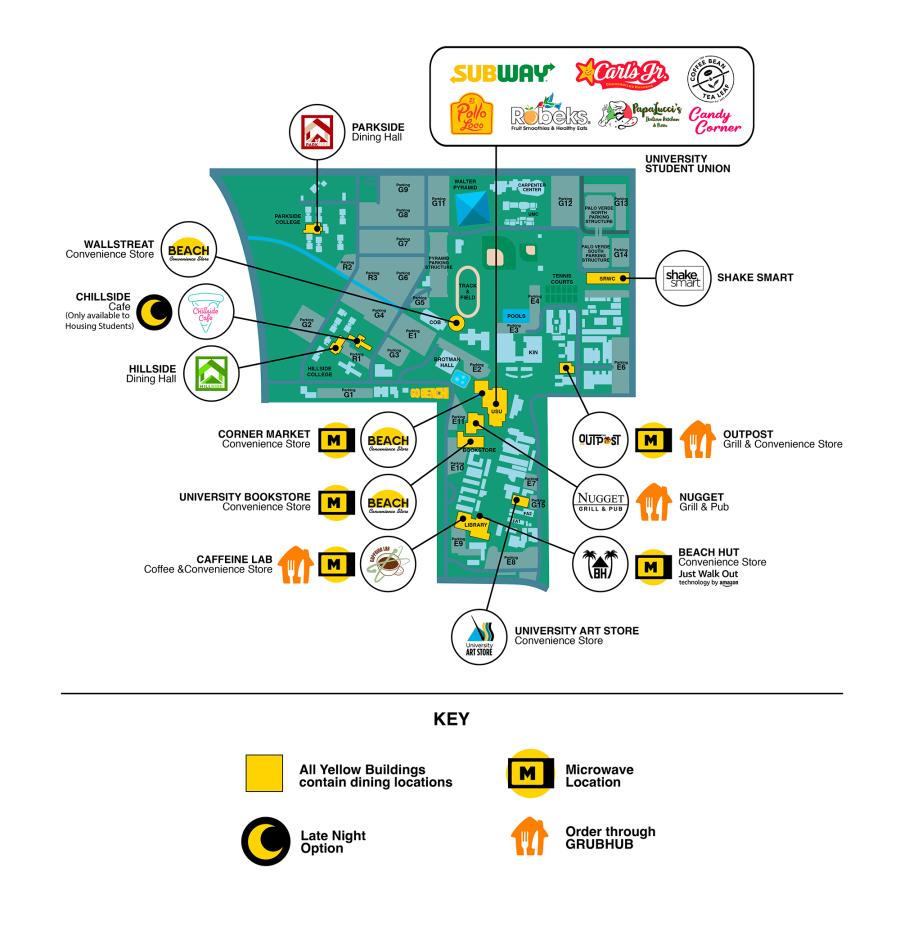 Beach Shops Where to Eat Map CSULB Campus Interactive Map