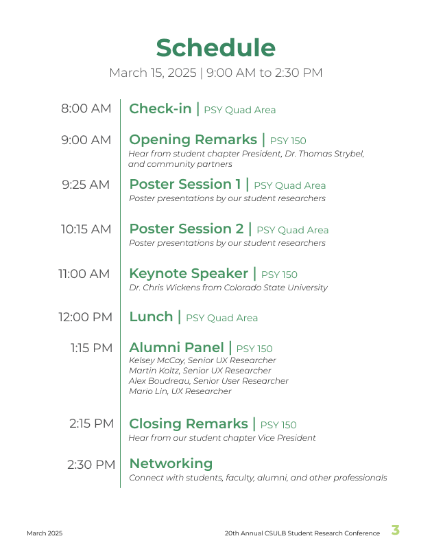 Official HFES Schedule 