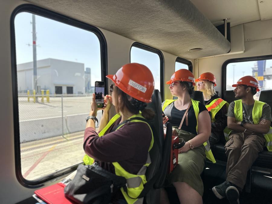 Sustainability Champions in the bus tour at LBCT