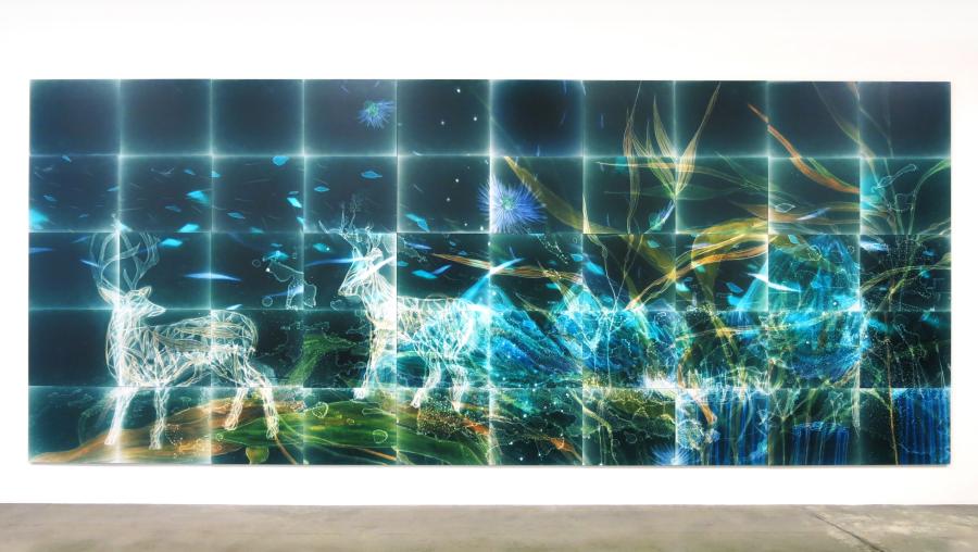 Artwork installation view of Christine Nguyen Emergence of the Kelp Deer