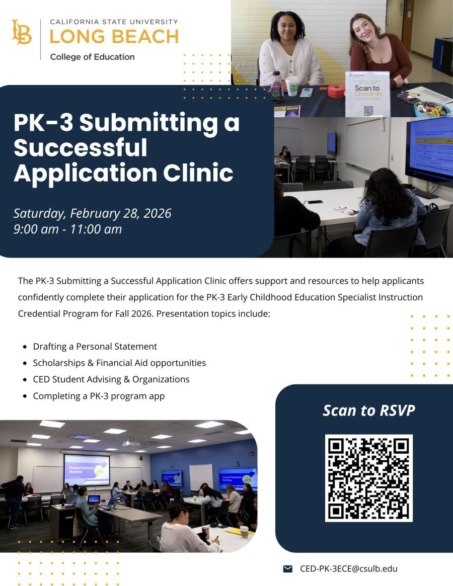 A flyer for an upcoming event for applicants who are interested in applying to the PK-3 credential program for Fall 2026.