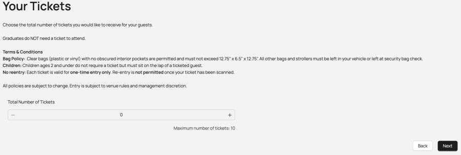 Select your ticket amount