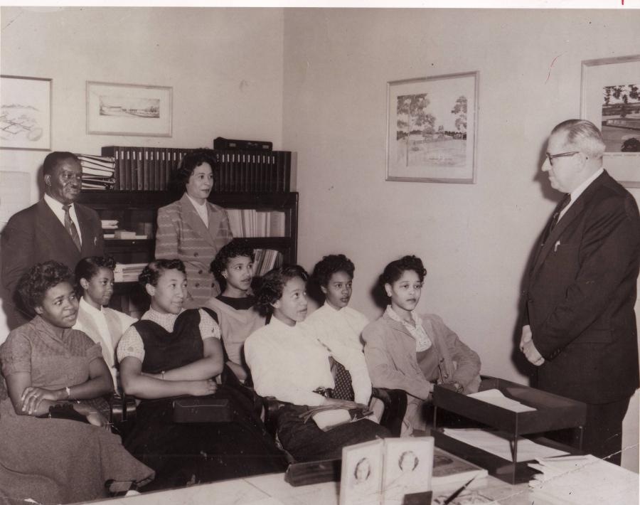 Patricia Evans, front, center, in a 1956 photo from Life magazine