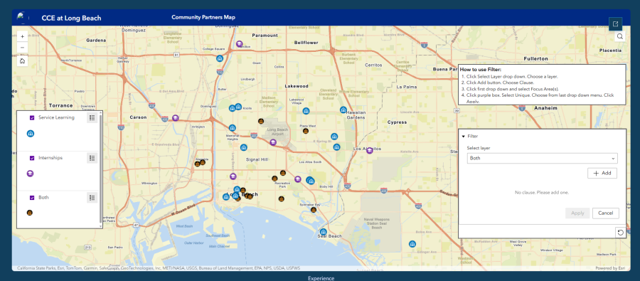 link, screenshot of an interactive map of our service sites