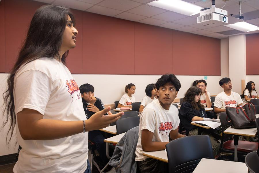 CSULB student Daniel Medina teaching at Summer Debate Institute