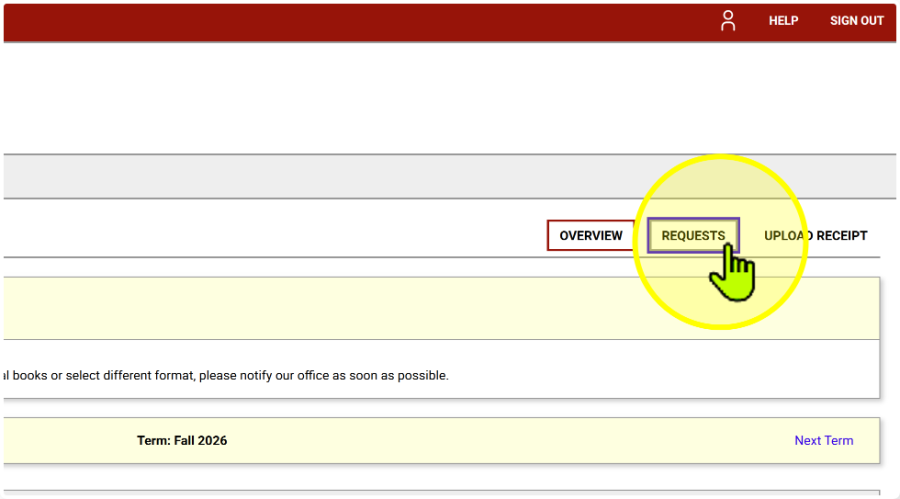 Alternative Formats Overview page with the Requests tab highlighted.