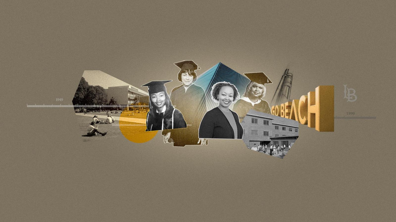 Illustration of Mack family in graduation garb