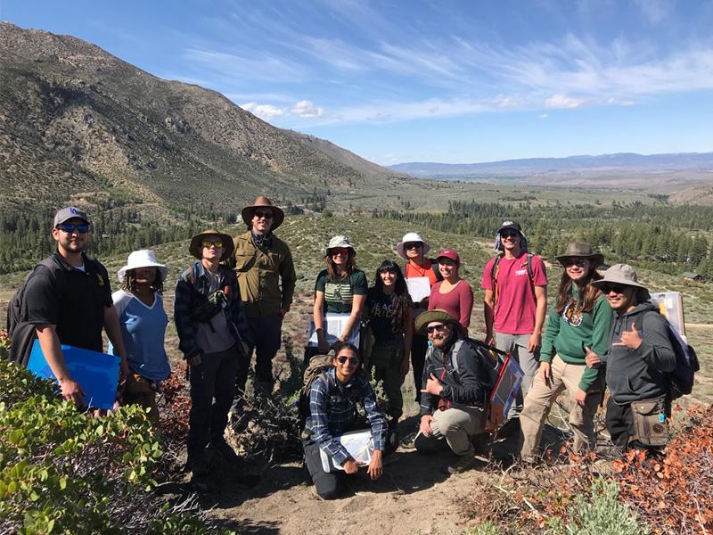 group of geology students in the field