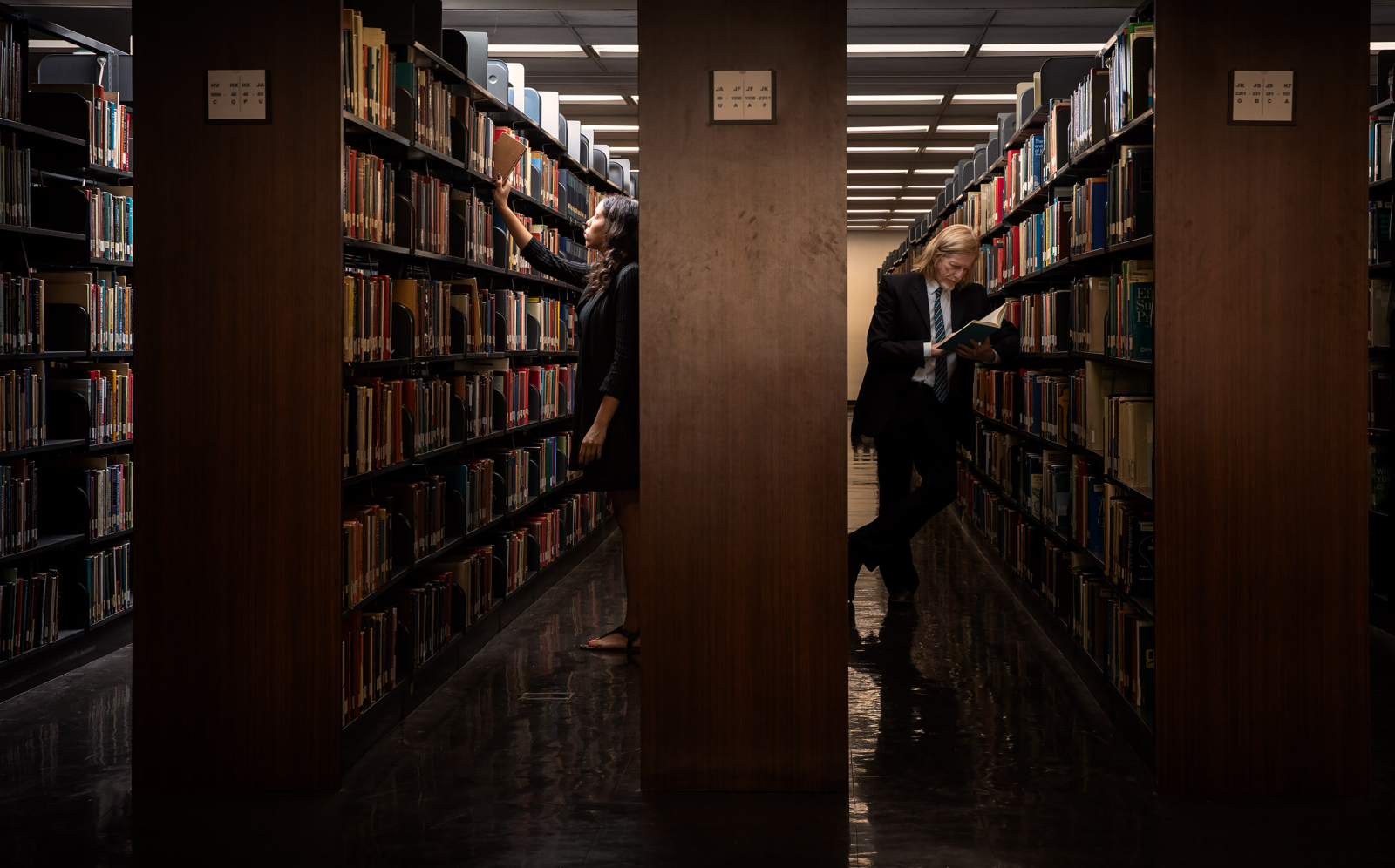 In the stacks at the University Library