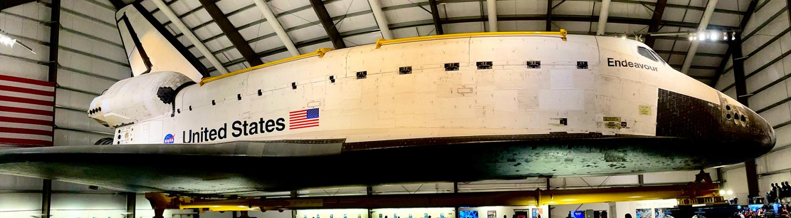 Space Shuttle Endeavour A wide angle shot of a space shuttle in a museum.