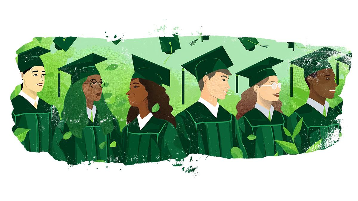 Illustration of graduates