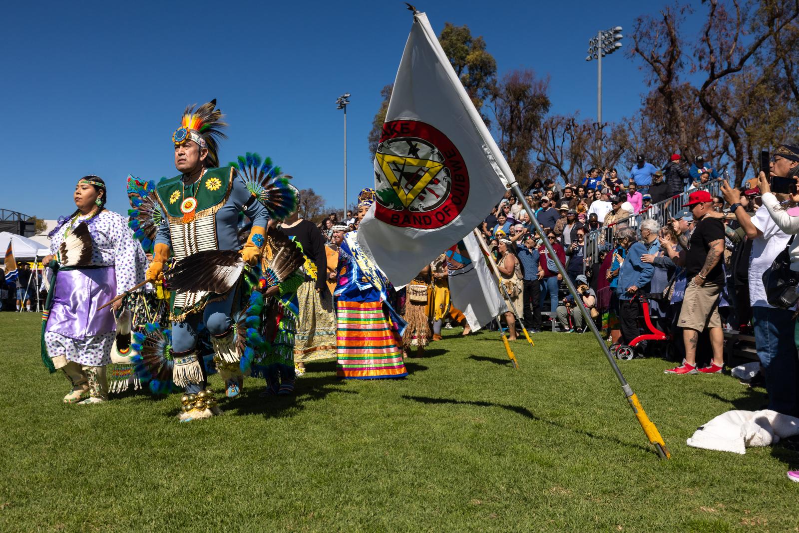 Larissa Bohay, left, and Les Peters in the 2025 CSULB Pow Wow Larissa Bohay, left, and Les Peters in the 2025 CSULB Pow Wow