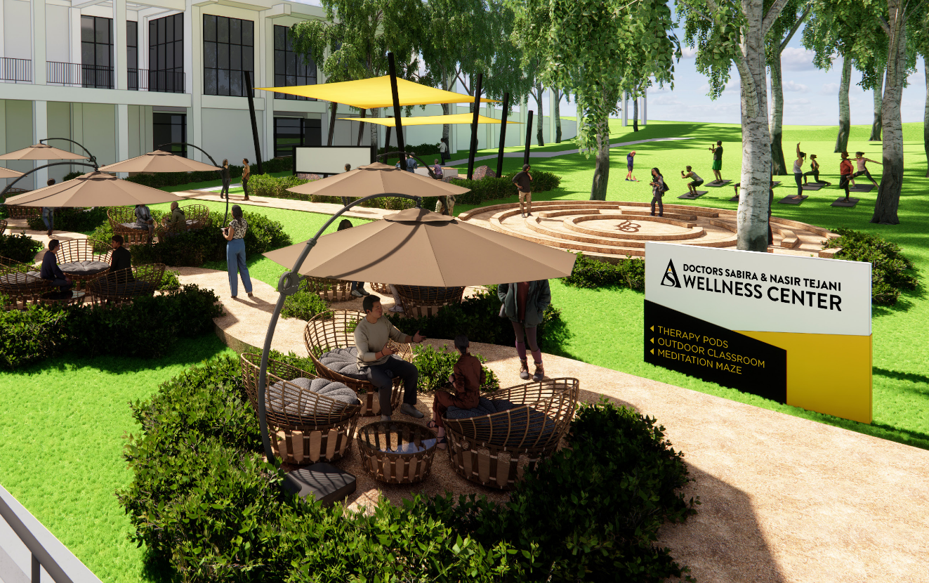 Rendering of exterior of the Drs. Sabira & Nasir Tejani Wellness Center Rendering of exterior of the Drs. Sabira & Nasir Tejani Wellness Center